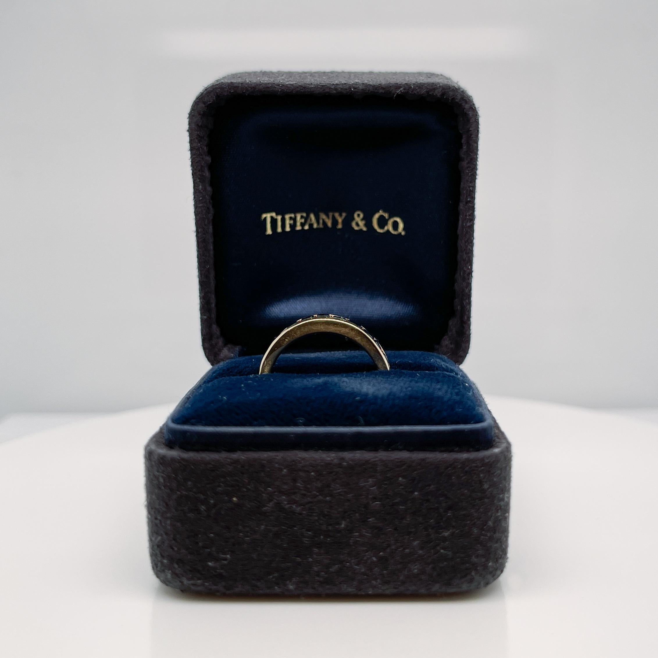 Vintage Tiffany & Co. 18 Karat Gold & Sapphire Half Eternity Band Ring  For Sale 6