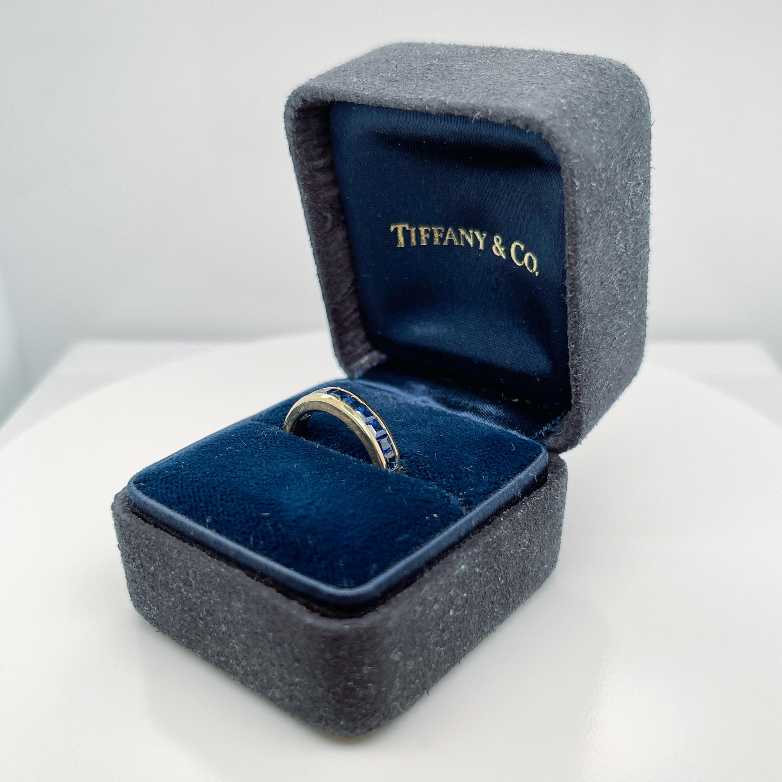 Vintage Tiffany & Co. 18 Karat Gold & Sapphire Half Eternity Band Ring  For Sale 7