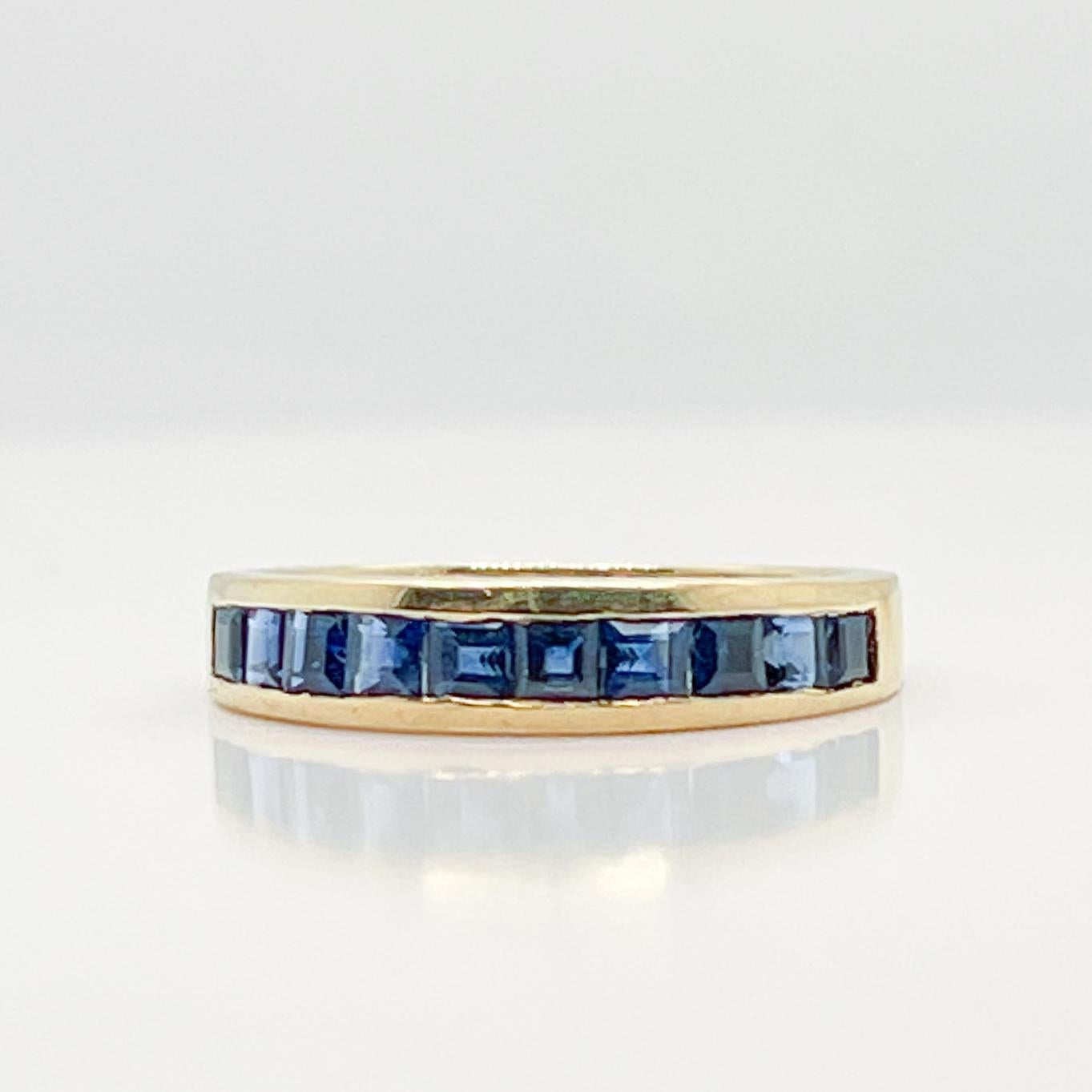 18 Karat Gold & Saphir Ring von Tiffany & Co.  (Carréeschliff) im Angebot