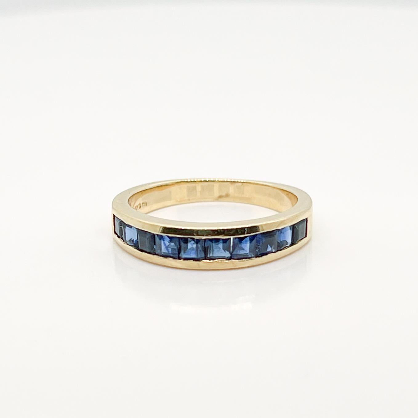 Vintage Tiffany & Co. 18 Karat Gold & Sapphire Half Eternity Band Ring  In Good Condition For Sale In Philadelphia, PA