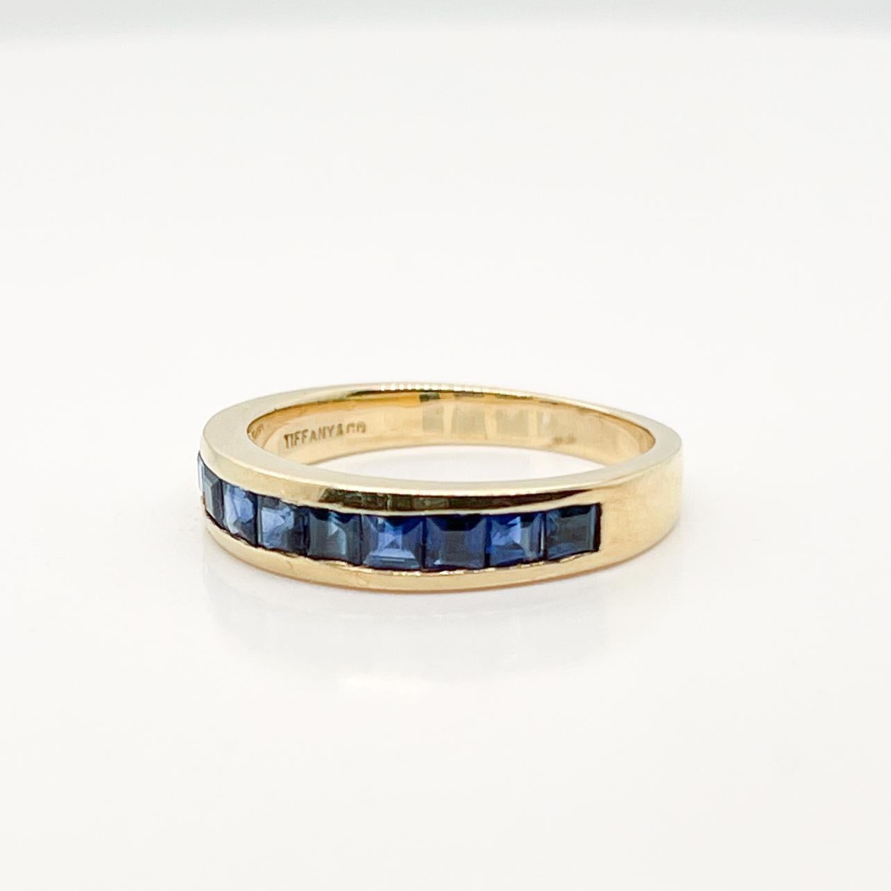 Women's Vintage Tiffany & Co. 18 Karat Gold & Sapphire Half Eternity Band Ring  For Sale