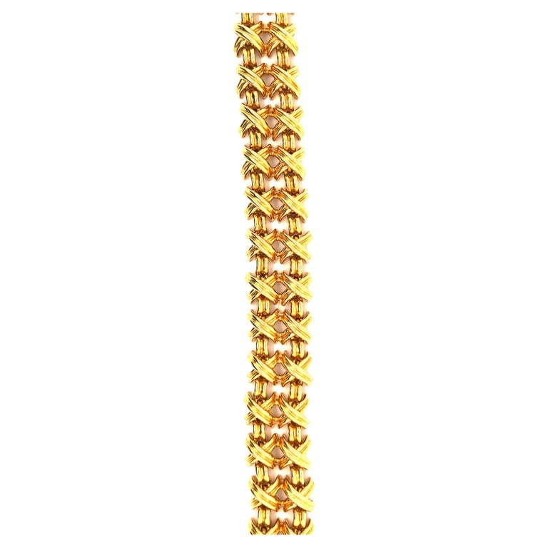 Vintage Tiffany and Co. 18 Karat Gold Signature X Double Bracelet For ...