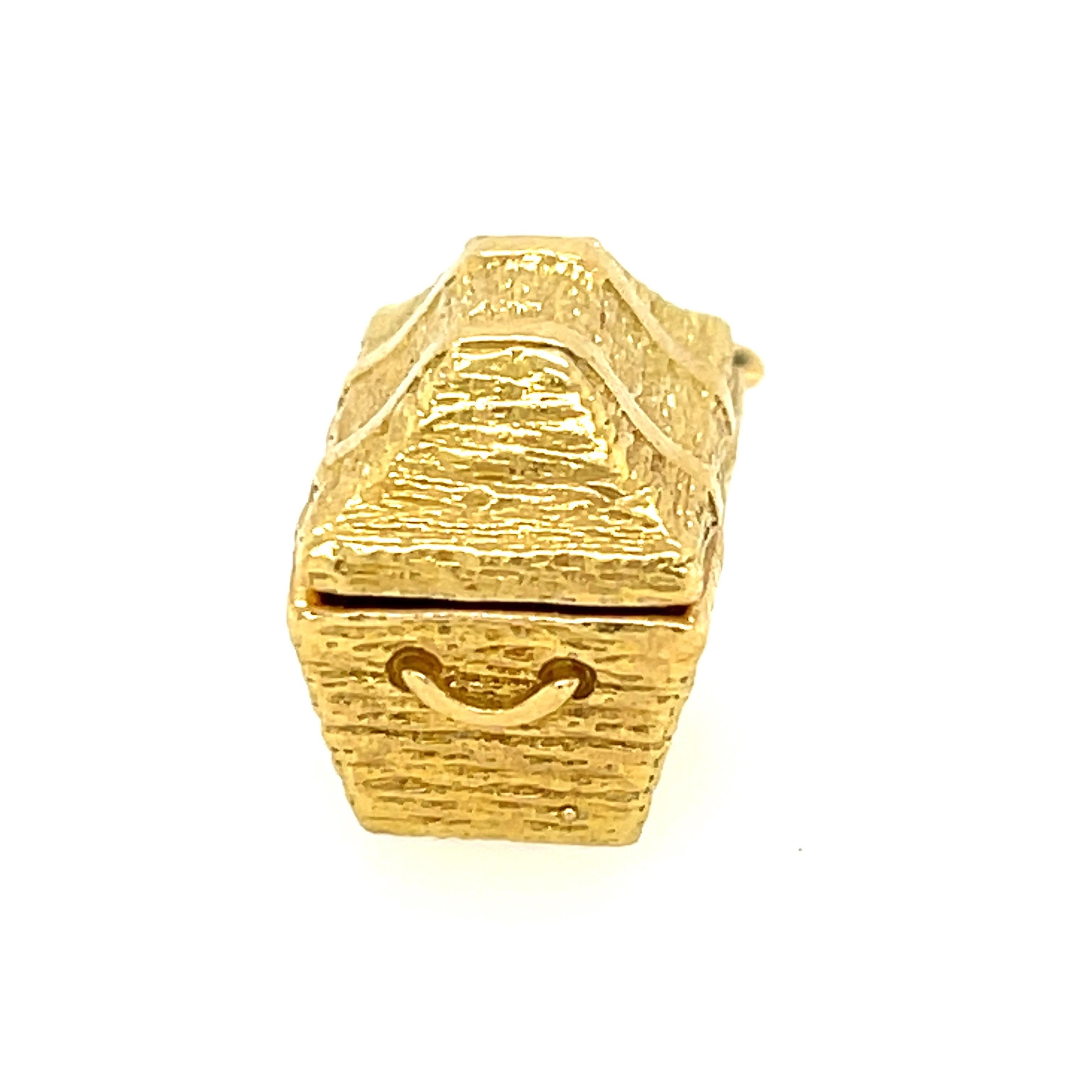 Vintage Tiffany & Co. 18 Karat Gold Treasure Chest Charm with Gems In Good Condition In New York, NY