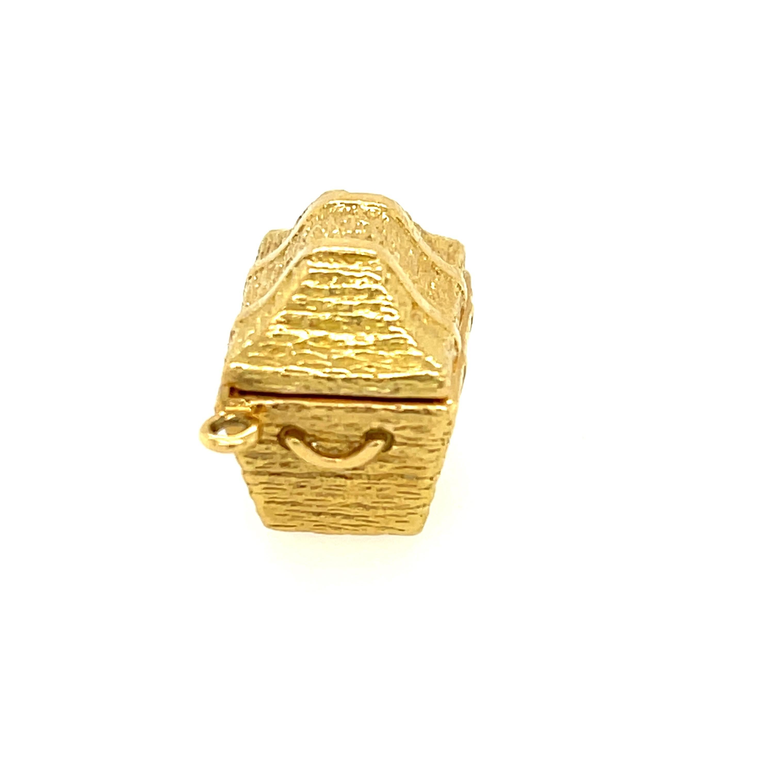 Women's or Men's Vintage Tiffany & Co. 18 Karat Gold Treasure Chest Charm with Gems