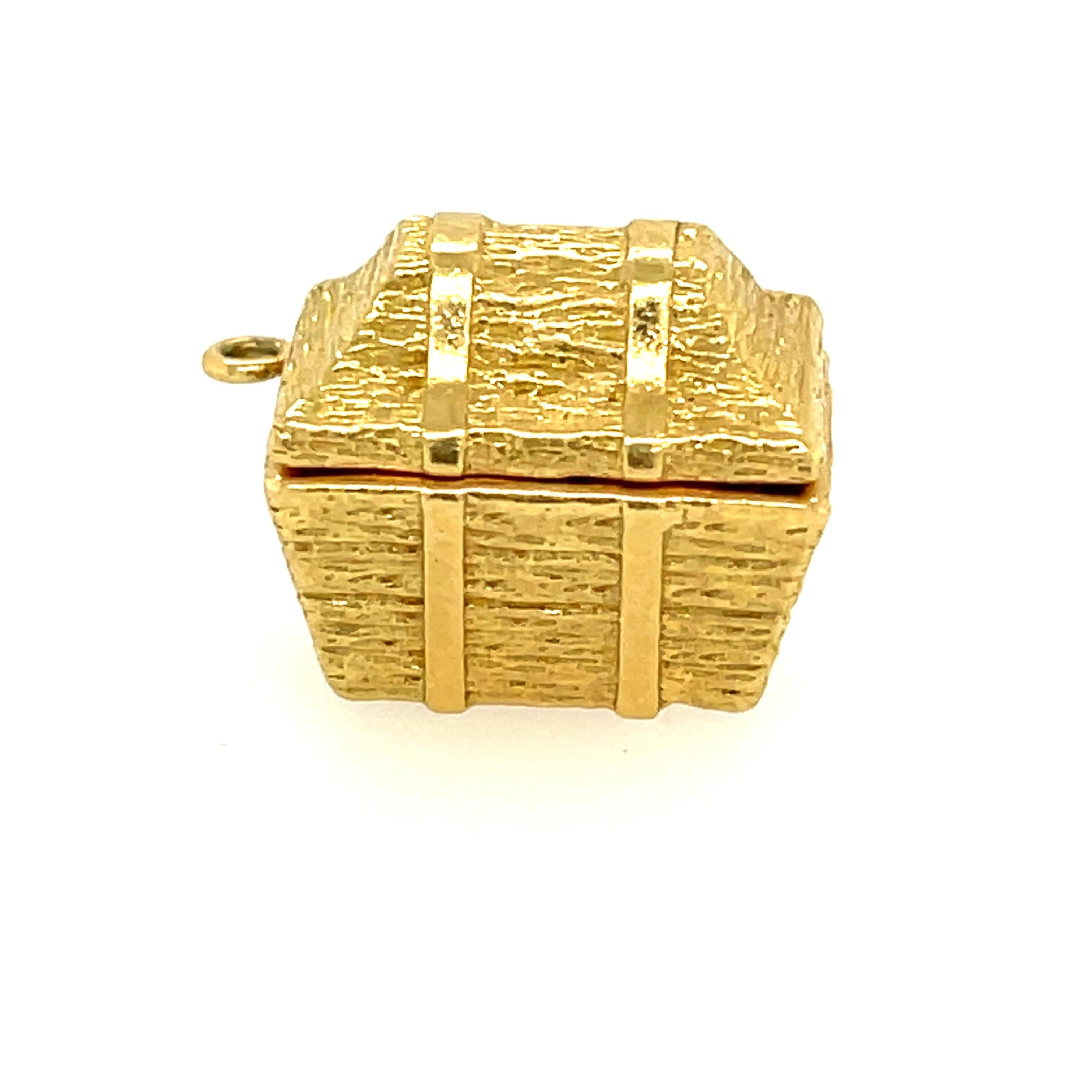 Vintage Tiffany & Co. 18 Karat Gold Treasure Chest Charm with Gems 1