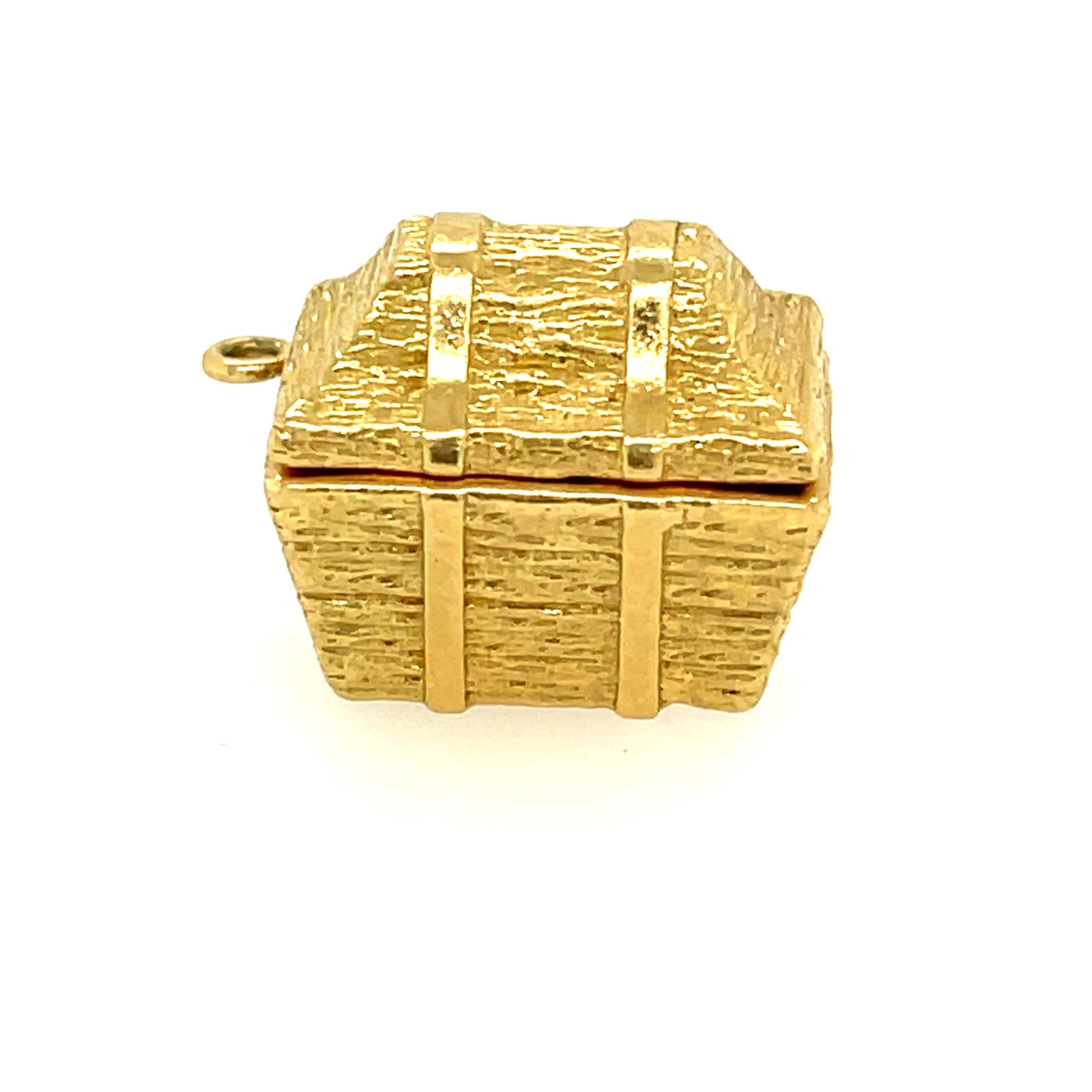 Modern Vintage Tiffany & Co. 18 Karat Gold Treasure Chest Charm with Gems