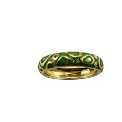 Vintage Tiffany & Co. 18 Karat Yellow Gold and Green Enamel Band Ring