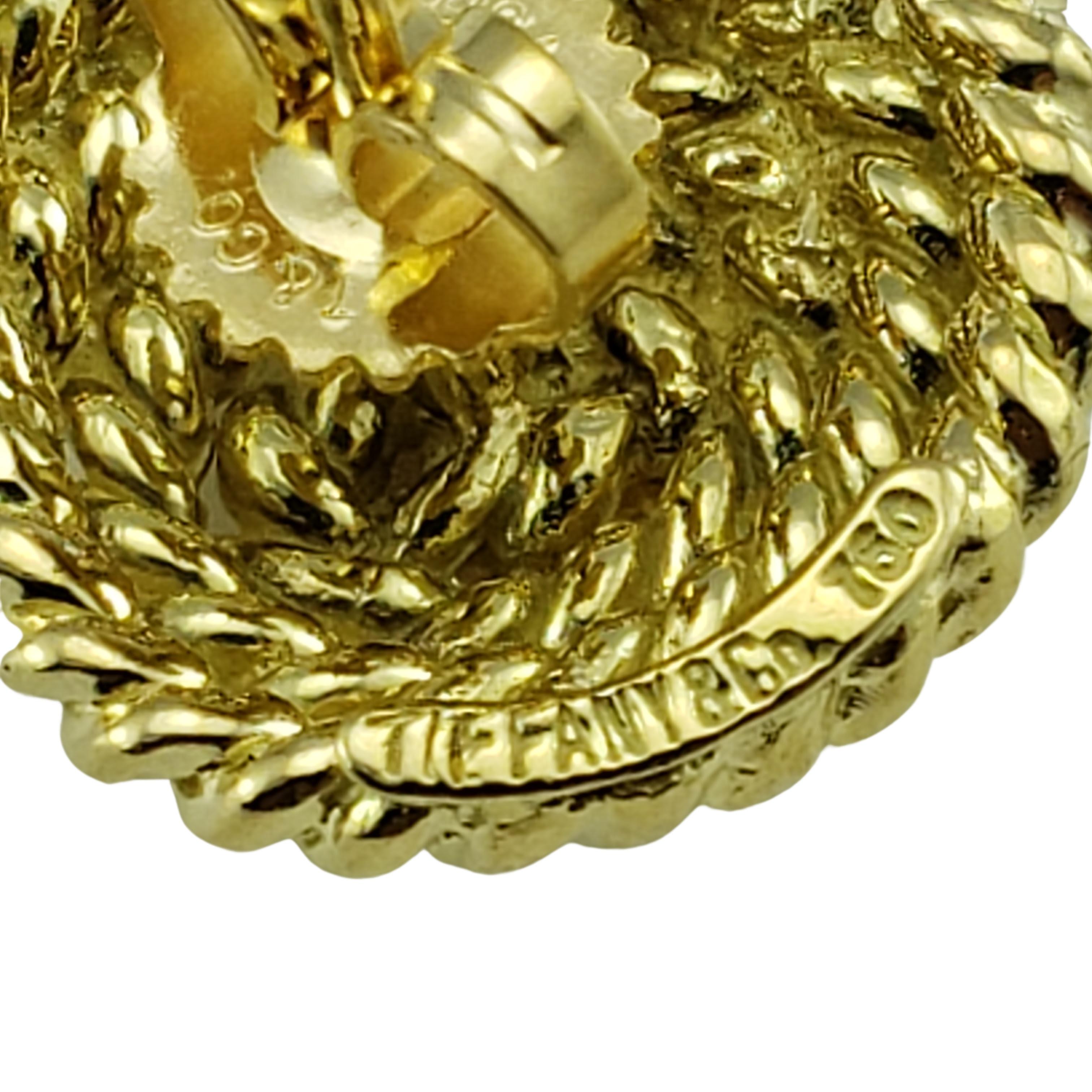 Tiffany & Co. Boucles d'oreilles vintage en or jaune 18 carats en forme de corde enroulée en vente 1