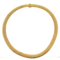 Vintage Tiffany & Co 18 Karat Gelbgold Halskette aus Mesh mit Kragen