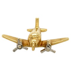 Vintage Tiffany & Co. 18 Karat Yellow Gold Diamond Airplane Charm