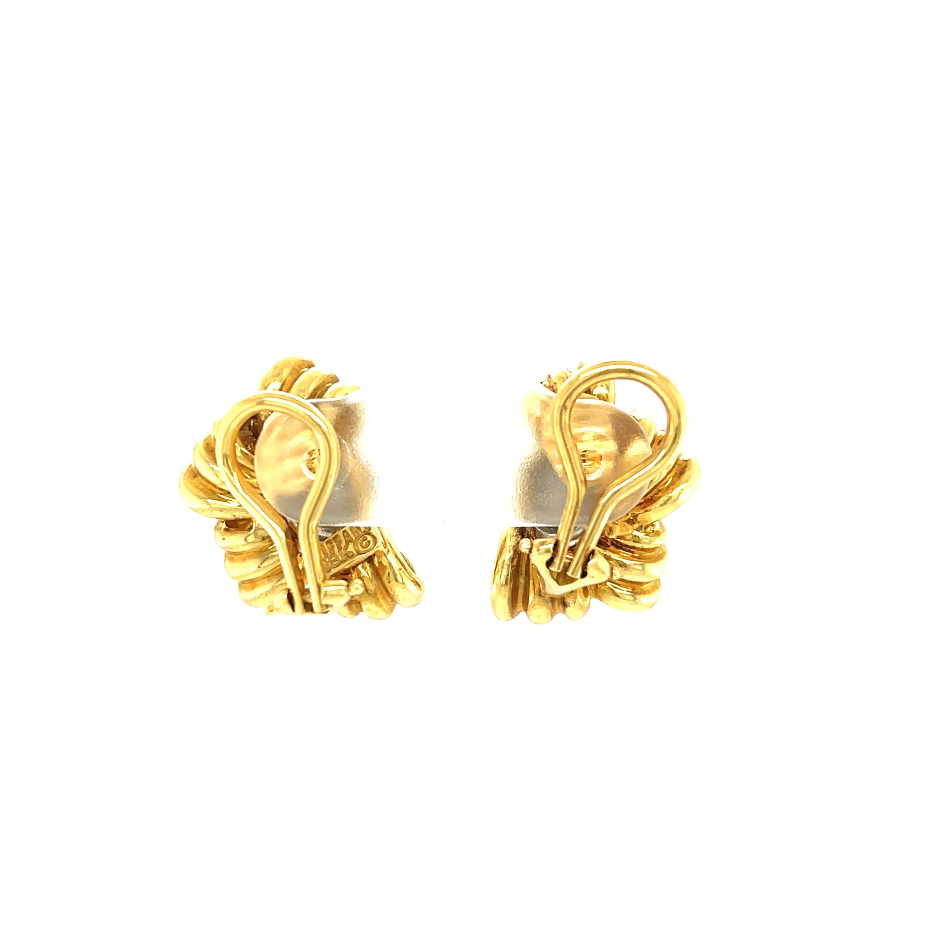 Modern Vintage Tiffany & Co. 18 Karat Yellow Gold Diamond Bow Earrings For Sale