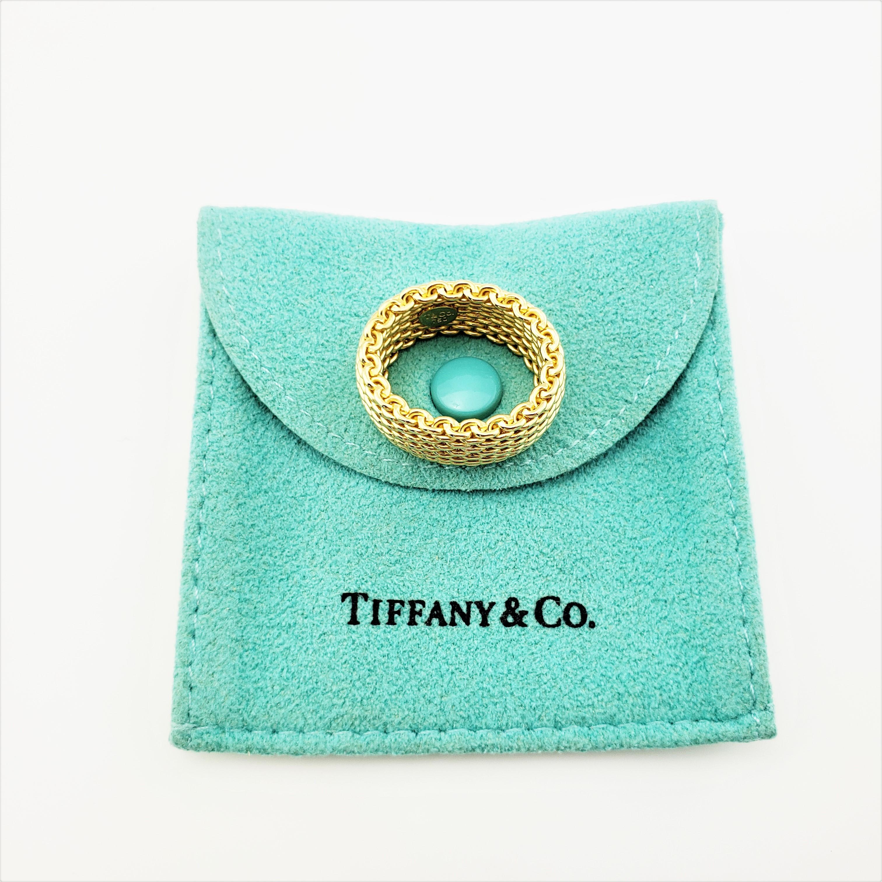 Women's or Men's Vintage Tiffany & Co. 18 Karat Yellow Gold Mesh Band Ring