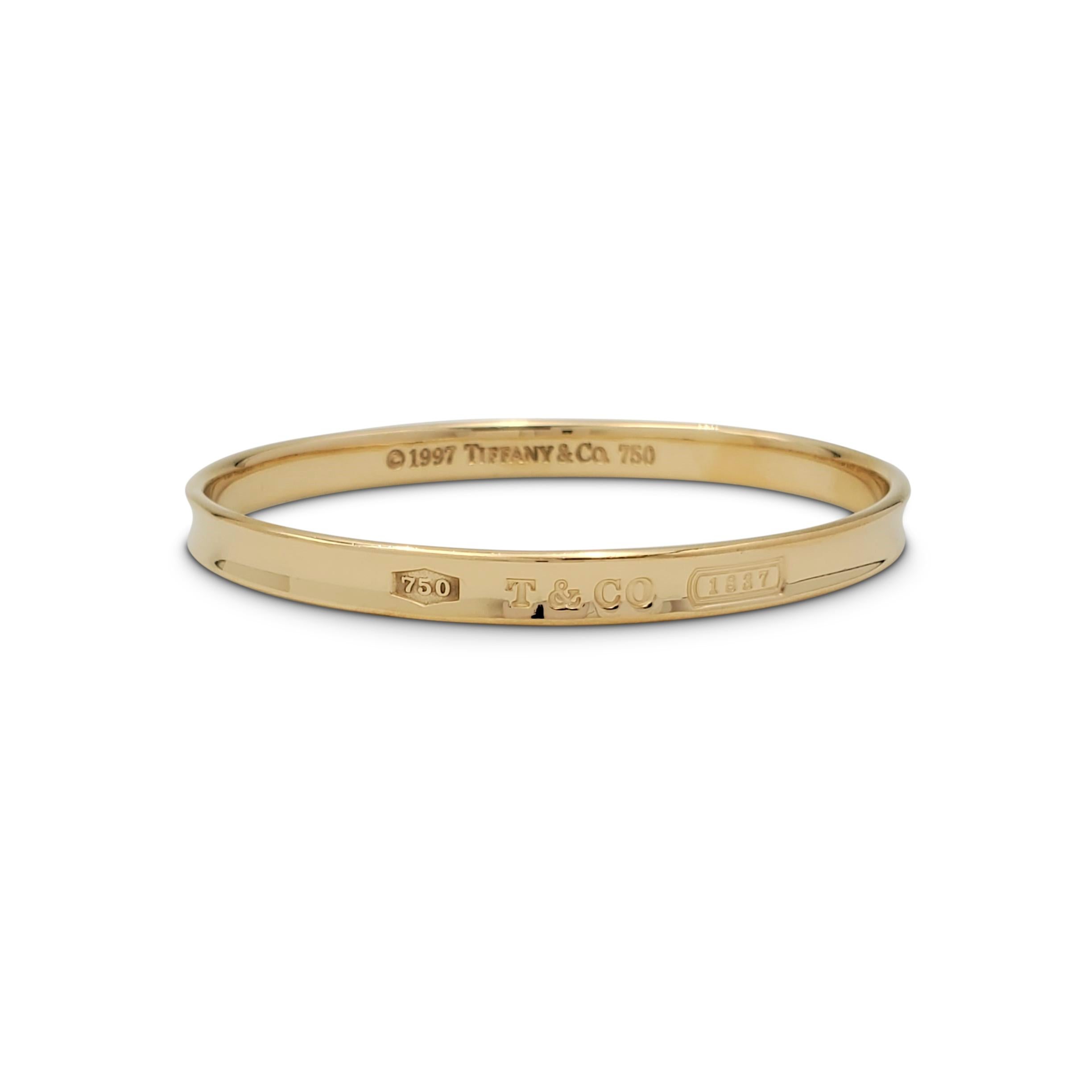 Vintage Tiffany & Co. '1837' Yellow Gold Bangle In Excellent Condition In New York, NY