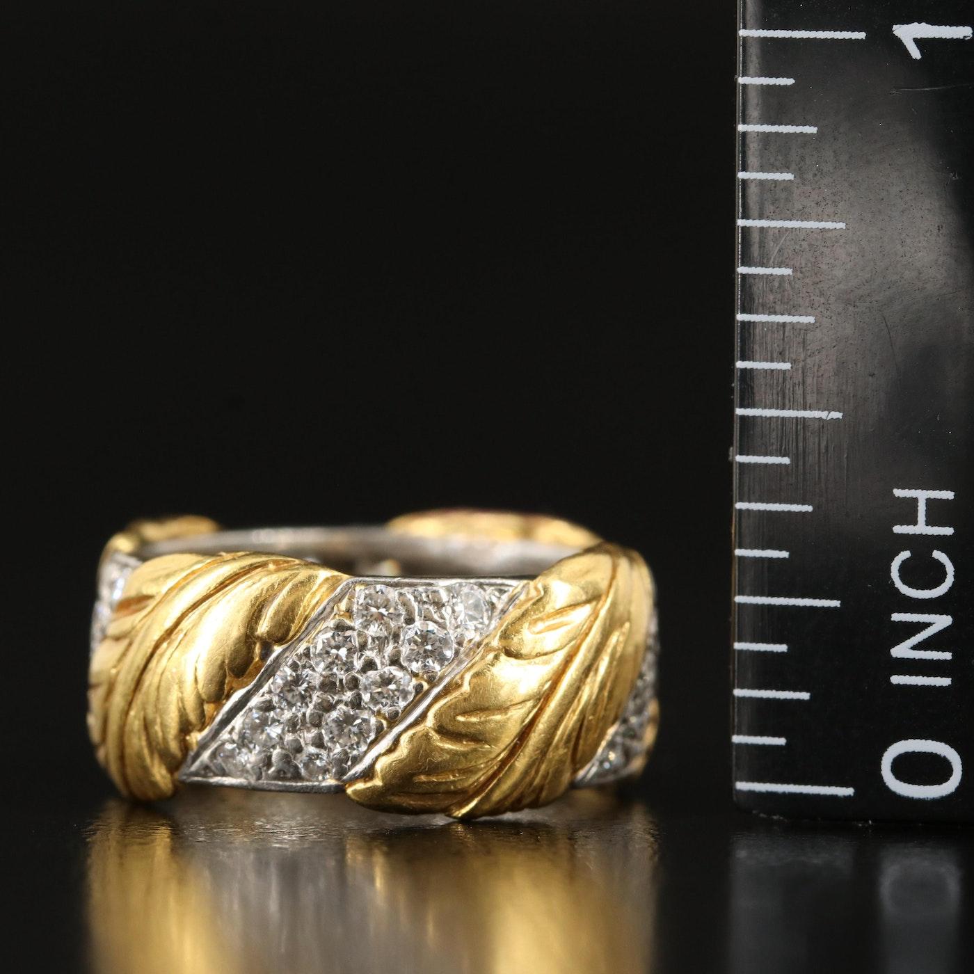 Taille ronde Vintage Tiffany & Co. 18K et Platine 0.82 ctw Diamond Ring Band en vente