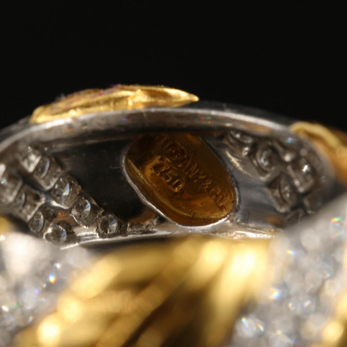 Vintage Tiffany & Co. 18K et Platine 0.82 ctw Diamond Ring Band Bon état - En vente à Leesburg, VA