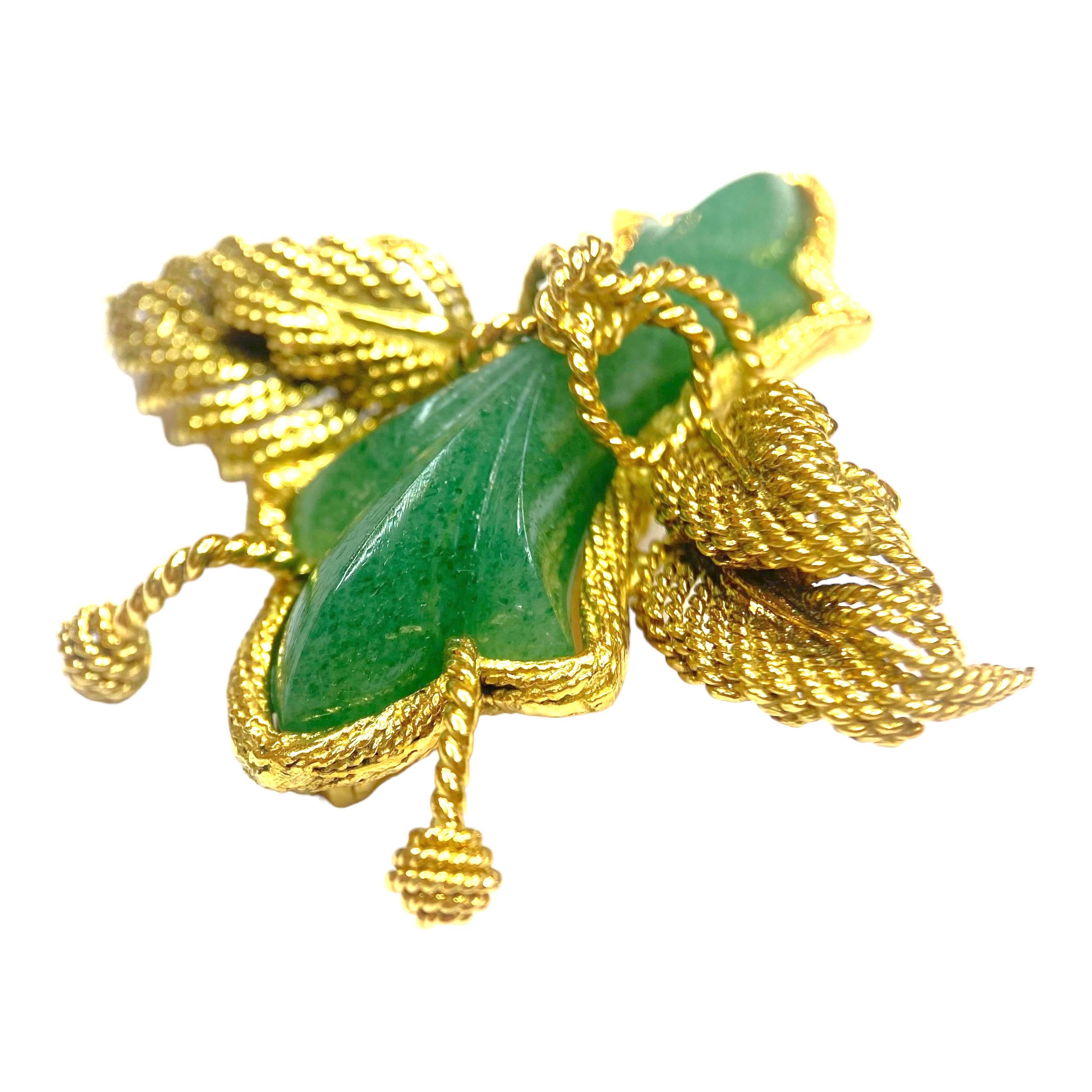Vintage Tiffany & Co. 18K Aventurine Insect Brooch In Excellent Condition For Sale In Henderson, NV