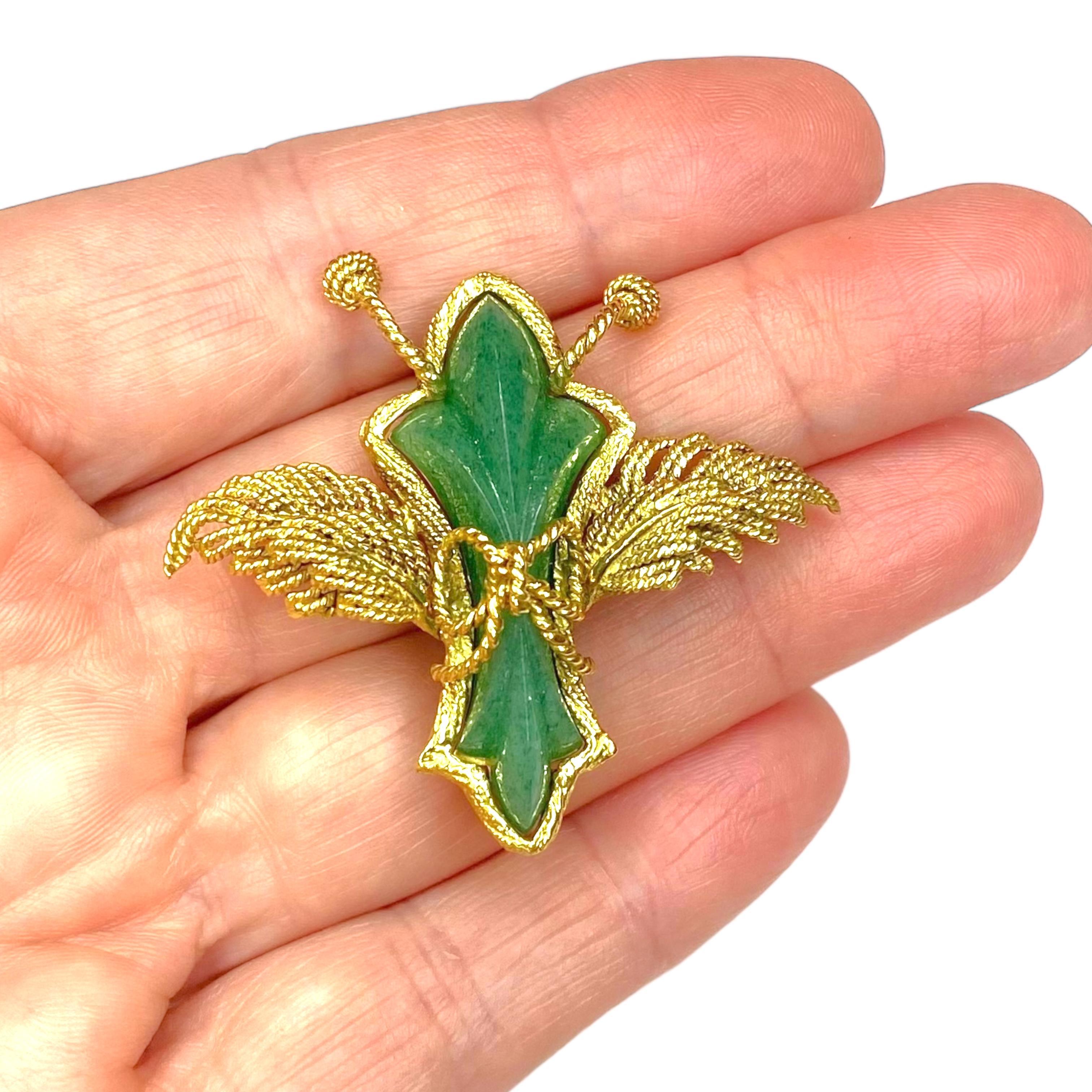 Vintage Tiffany & Co. 18K Aventurine Insect Brooch For Sale 3