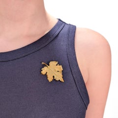 Vintage Tiffany & Co. 18k & Diamond Maple Leaf Brooch or Pin
