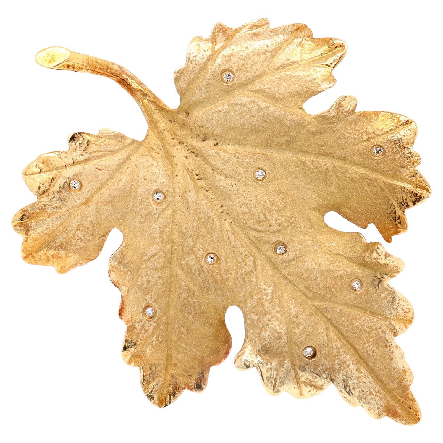 Vintage Tiffany 
Co. 18k 
Diamond Maple Leaf Brooch or Pin