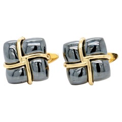 Vintage Tiffany & Co. 18K Gold and Hematite Cufflinks