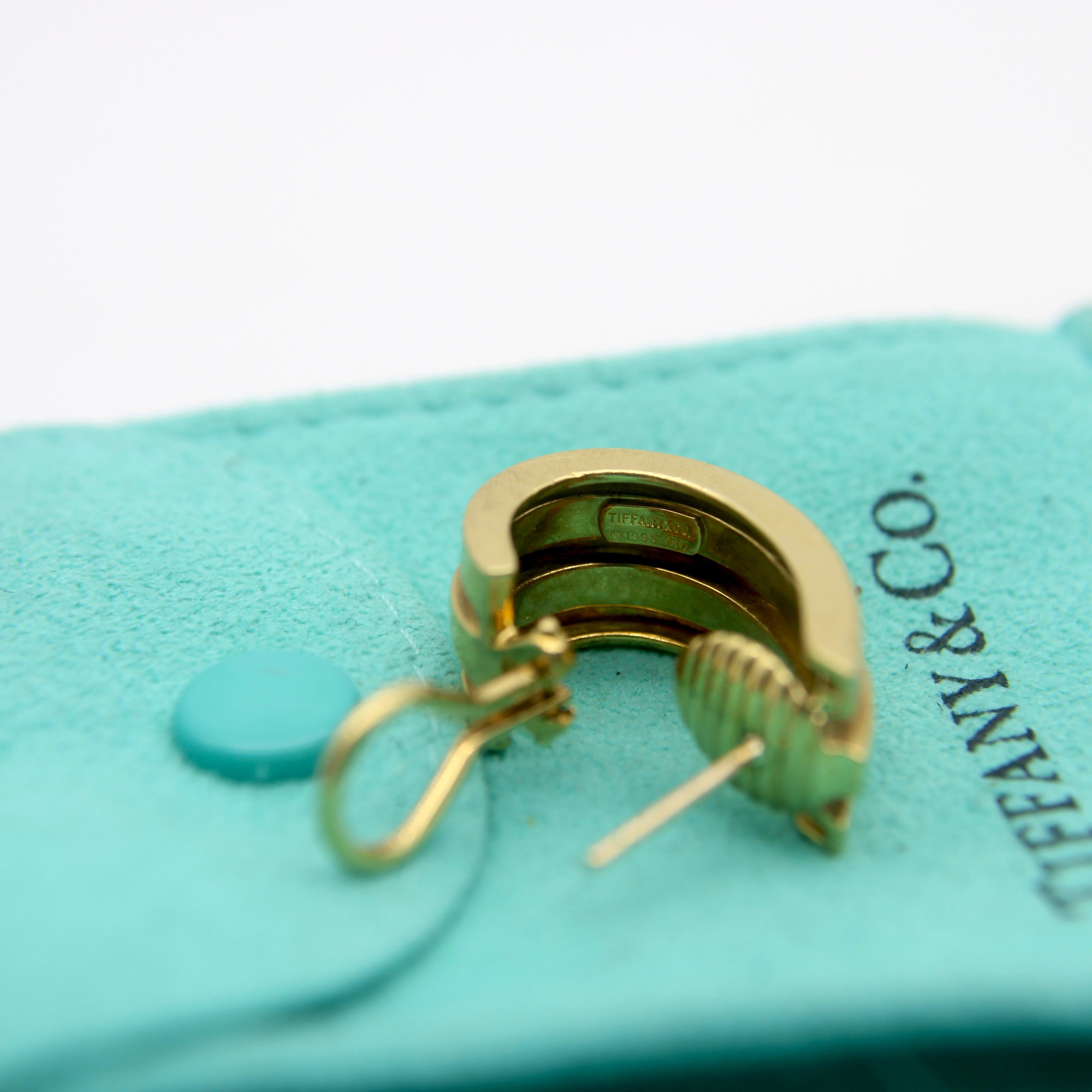 Vintage Tiffany & Co. 18K Gold Atlas Hoop Earrings For Sale 2