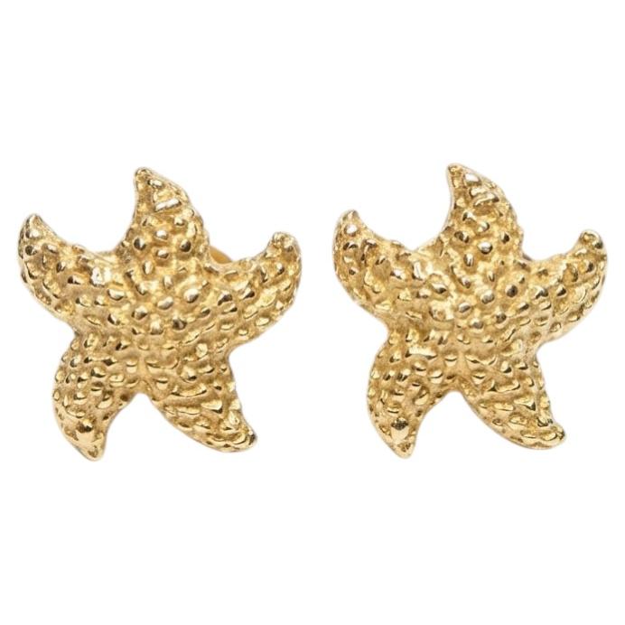 Vintage Tiffany & Co. 18K Gold Bumpy Starfish Stud Earrings Nautical