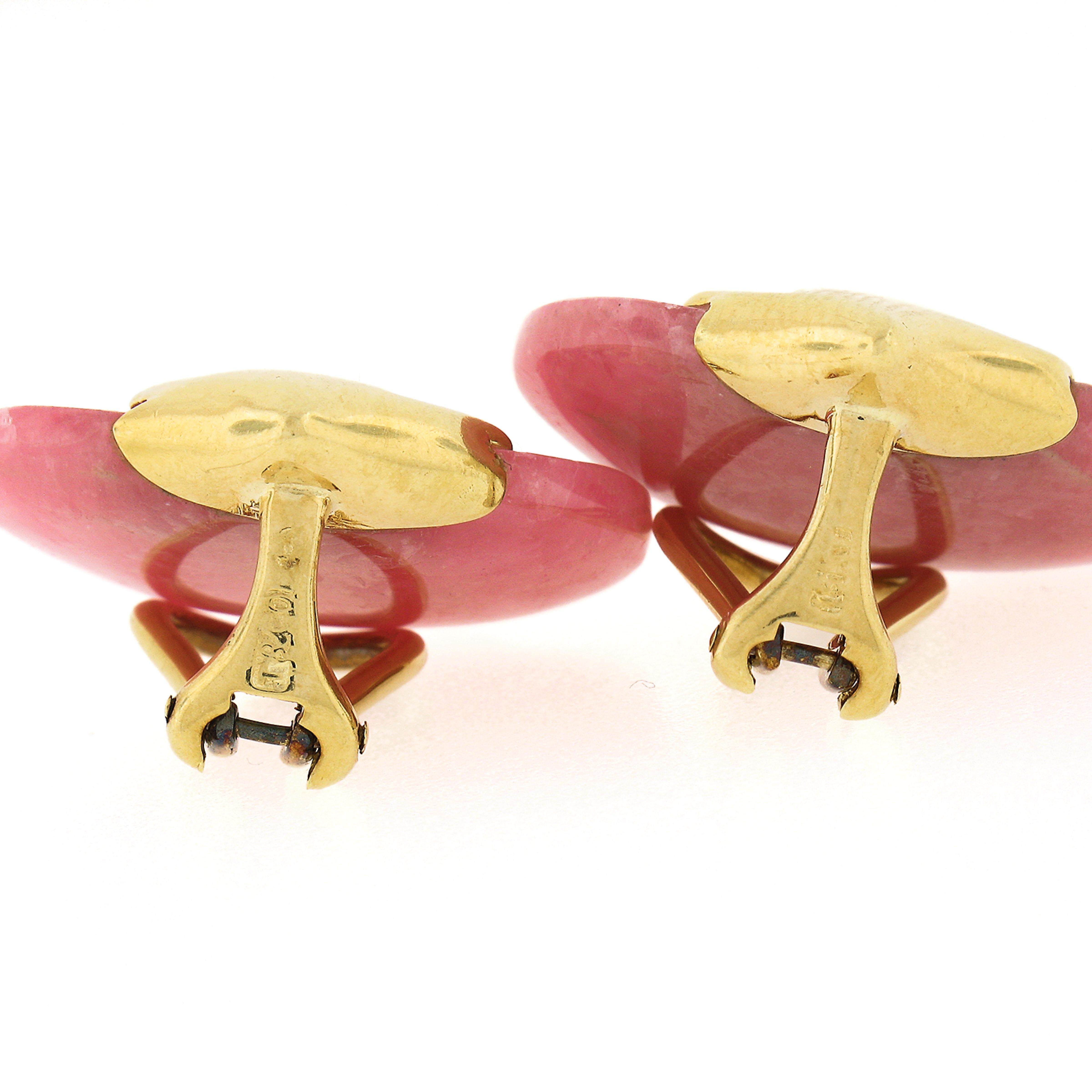 Tiffany & Co. Clips d'oreilles lotus vintage en or 18 carats avec pétales de rhodochrosite sculptés en vente 2