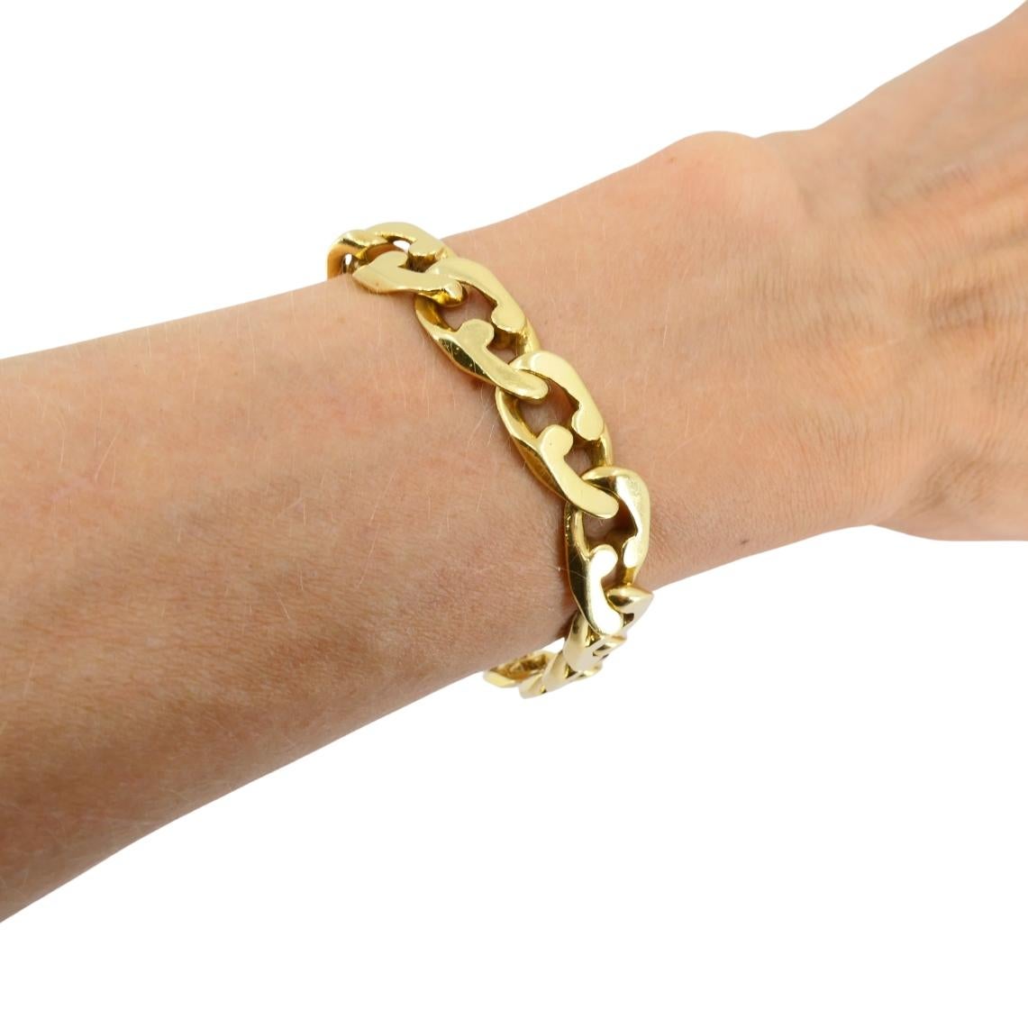 Vintage Tiffany & Co. Pulsera de cadena de oro de 18 quilates de eslabón plano en venta 7