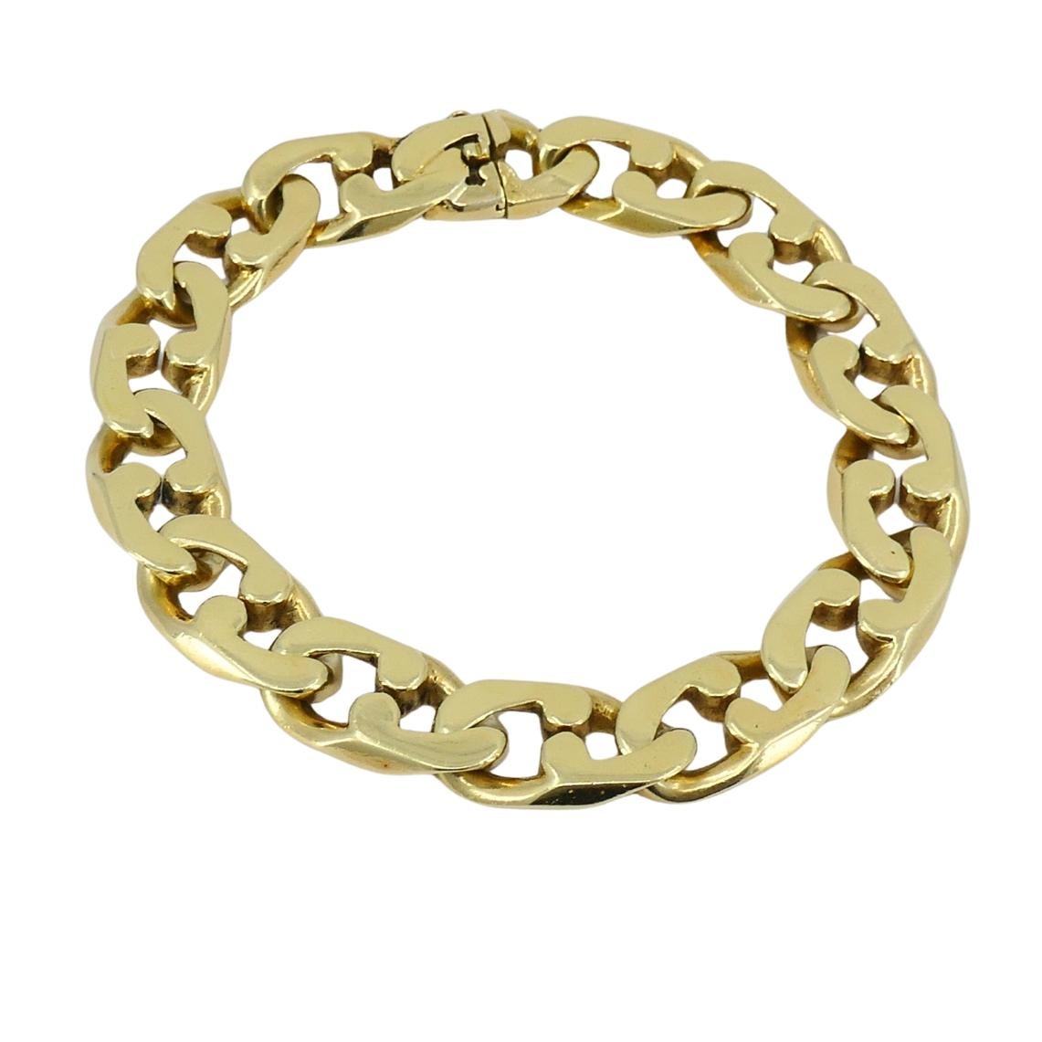 Vintage Tiffany & Co. Pulsera de cadena de oro de 18 quilates de eslabón plano en Excelente estado para la venta en Beverly Hills, CA