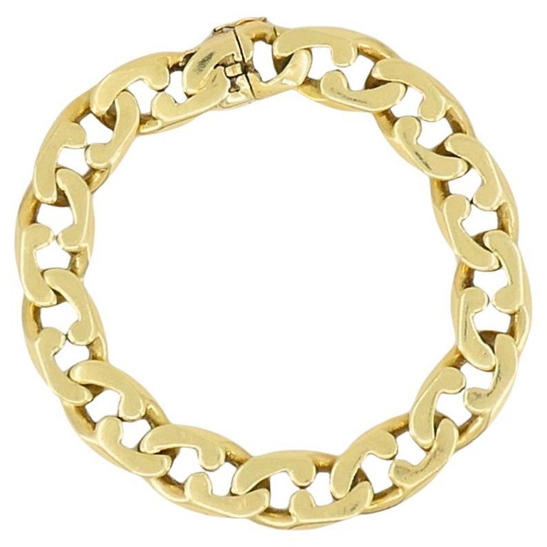 Vintage Tiffany and 18k Gold Chain Bracelet Flat Link For Sale