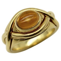Vintage Tiffany & Co. 18K Gold Crossover Citrine Cabochon Ring
