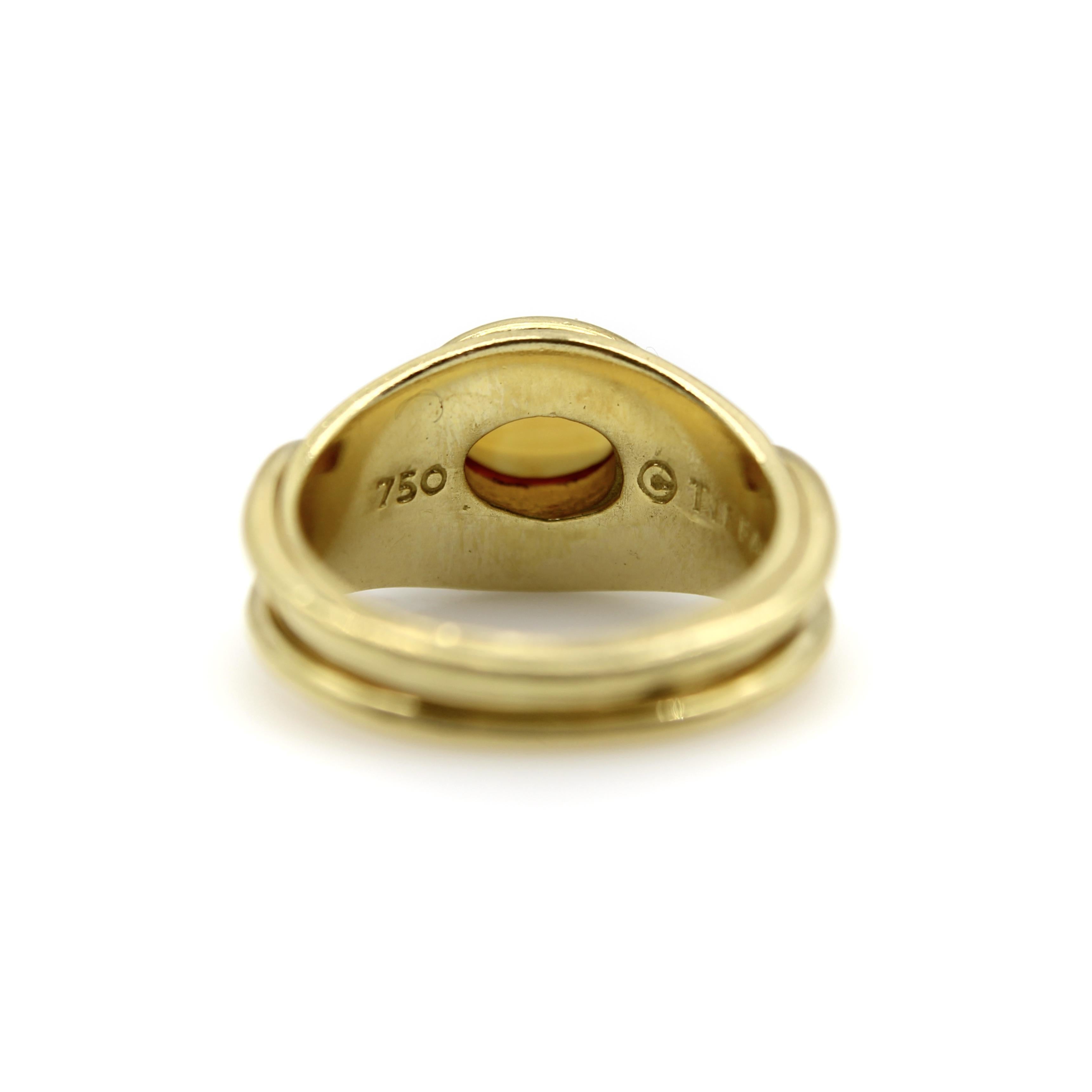 Vintage Tiffany & Co. 18K Gold Crossover Citrine Cabochon Ring For Sale 1