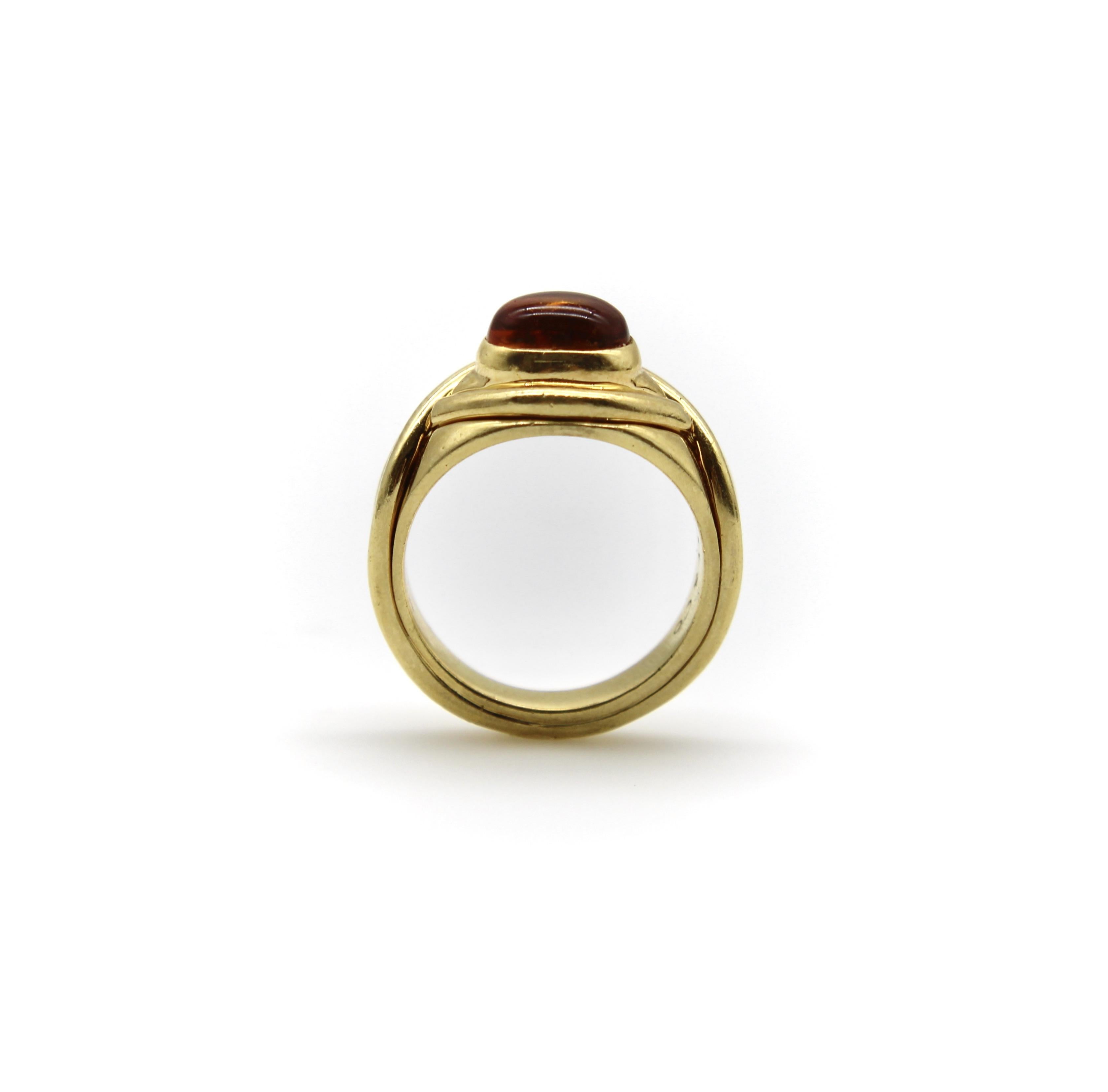 Vintage Tiffany & Co. 18K Gold Crossover Citrine Cabochon Ring For Sale 2