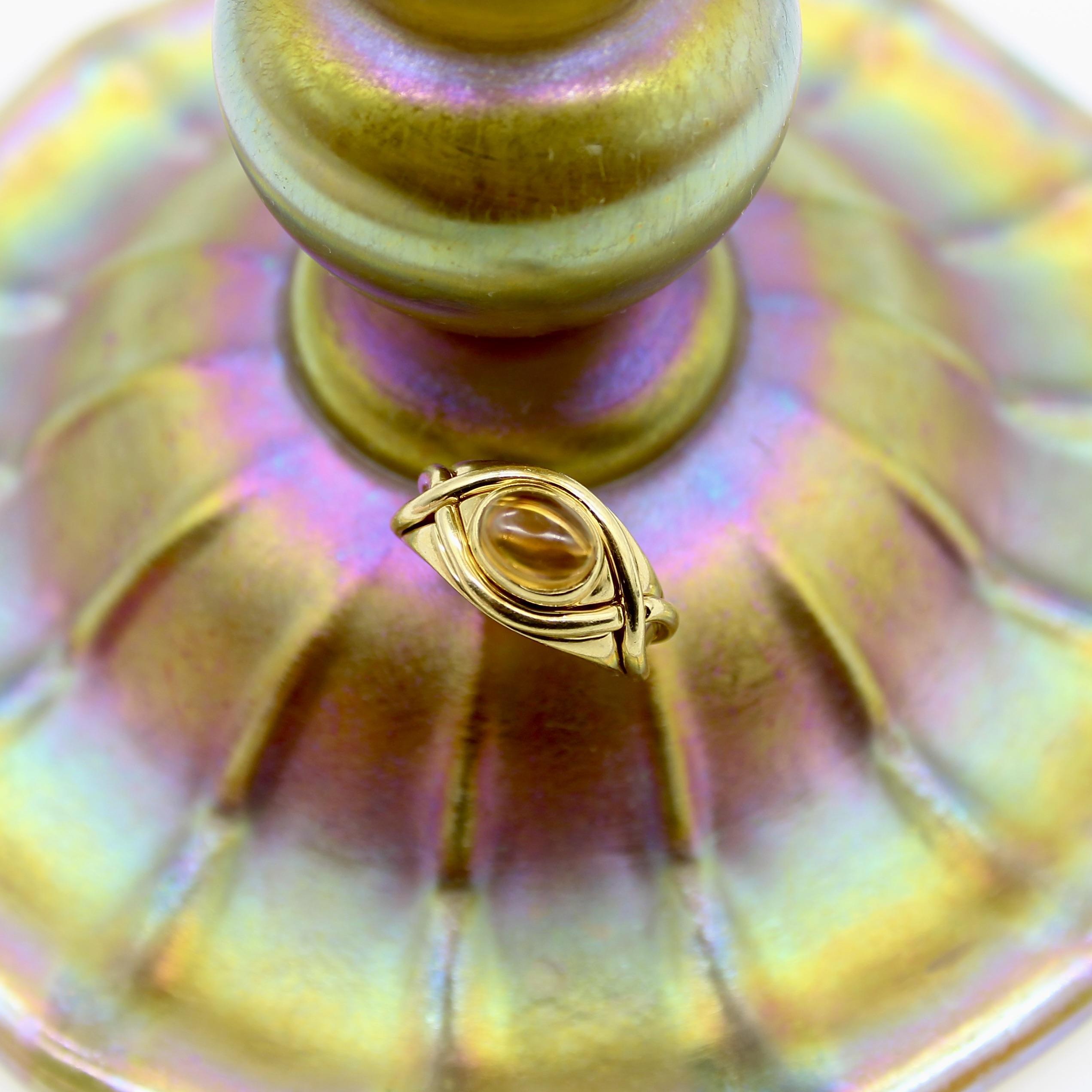 Vintage Tiffany & Co. 18K Gold Crossover Citrine Cabochon Ring For Sale 4