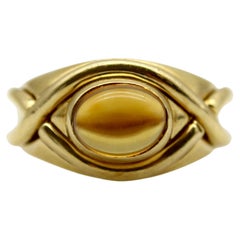 Vintage Tiffany & Co. 18K Gold Crossover Citrine Cabochon Ring