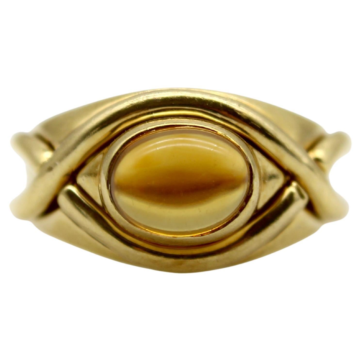 Vintage Tiffany & Co. 18 Karat Gold Crossover Citrin Cabochon-Ring, Vintage