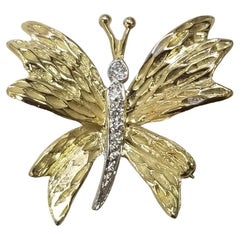 Vintage Tiffany & Co. 18 Karat Gold Diamant-Schmetterlingsbrosche/Anstecknadel, Vintage