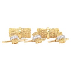 Vintage Tiffany & Co. 18k Gold & Diamond Cufflink Dress Set