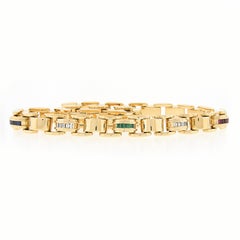 Vintage Tiffany & Co. 18k Gold Diamond Multi Gemstone Link Bracelet Necklace Set