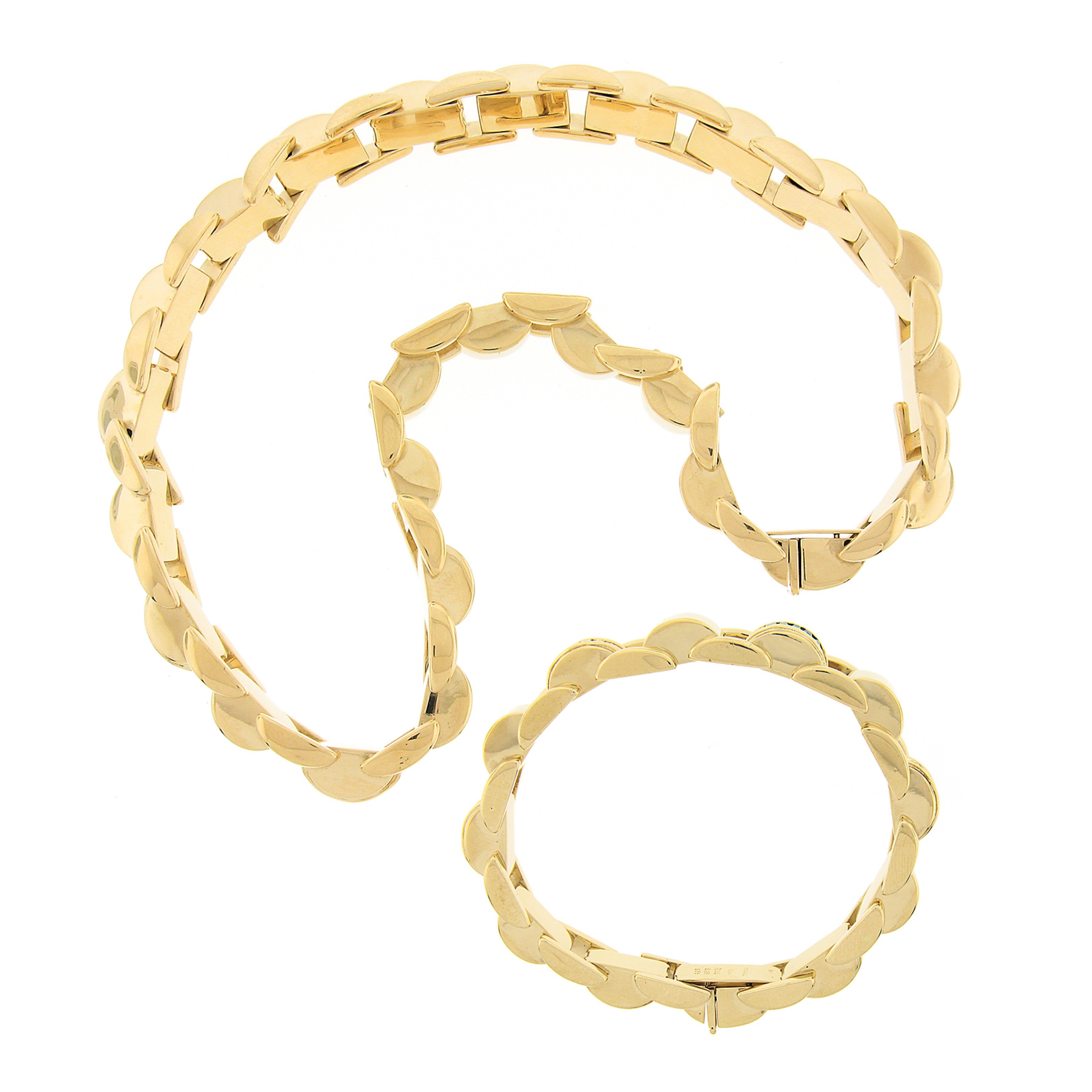 Baguette Cut Vintage Tiffany & Co. 18k Gold Diamond Multi Gemstone Link Bracelet Necklace Set