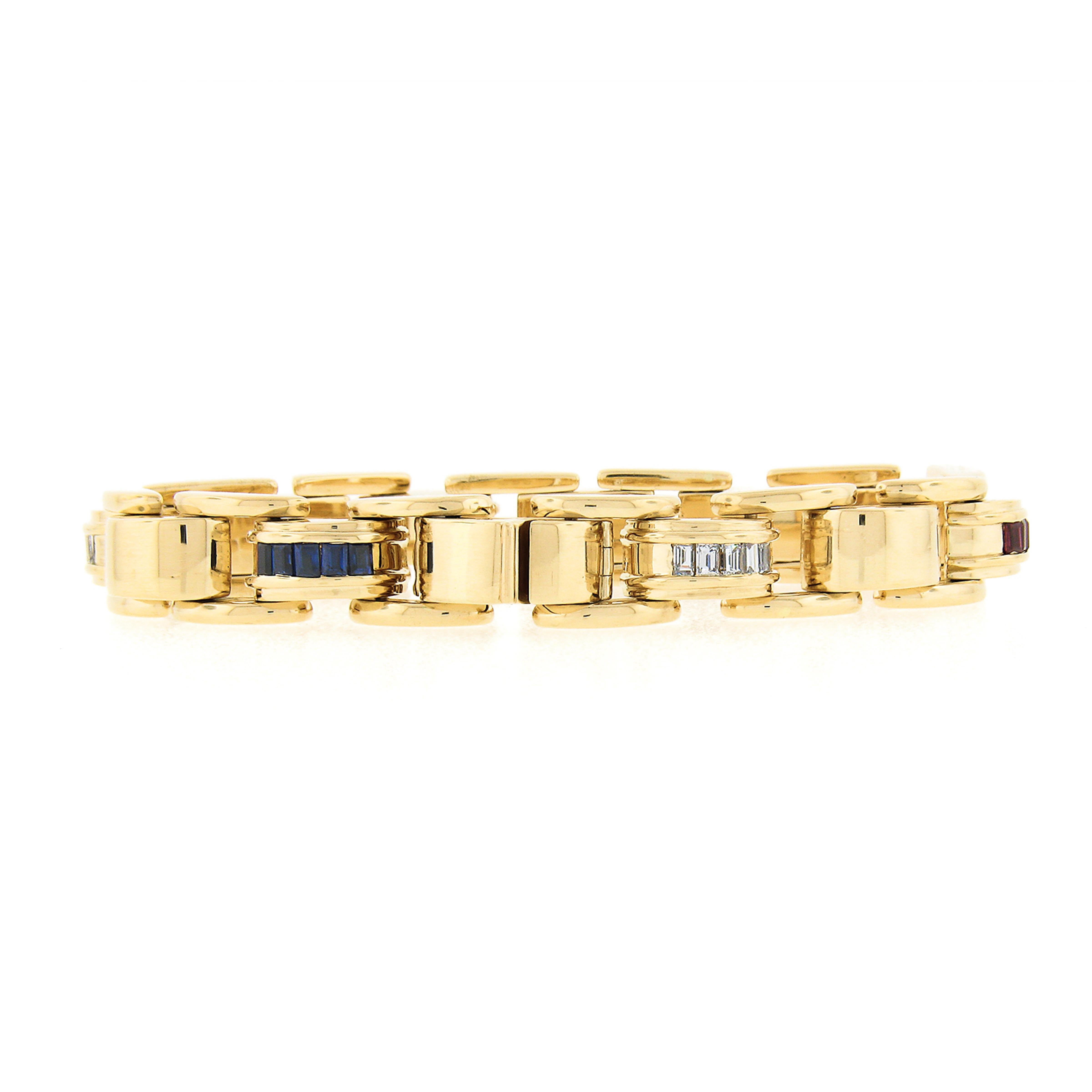 Tiffany & Co. 18 Karat Gold Diamant-Gliederarmband mit mehreren Edelsteinen im Angebot 3