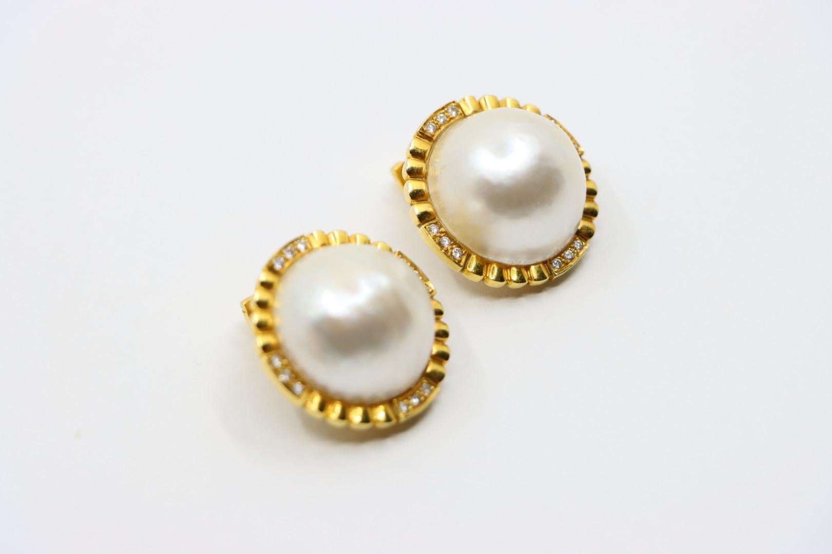 Femenino o masculino Pendientes vintage Tiffany & Co. de oro de 18 quilates con diamantes y perlas en venta