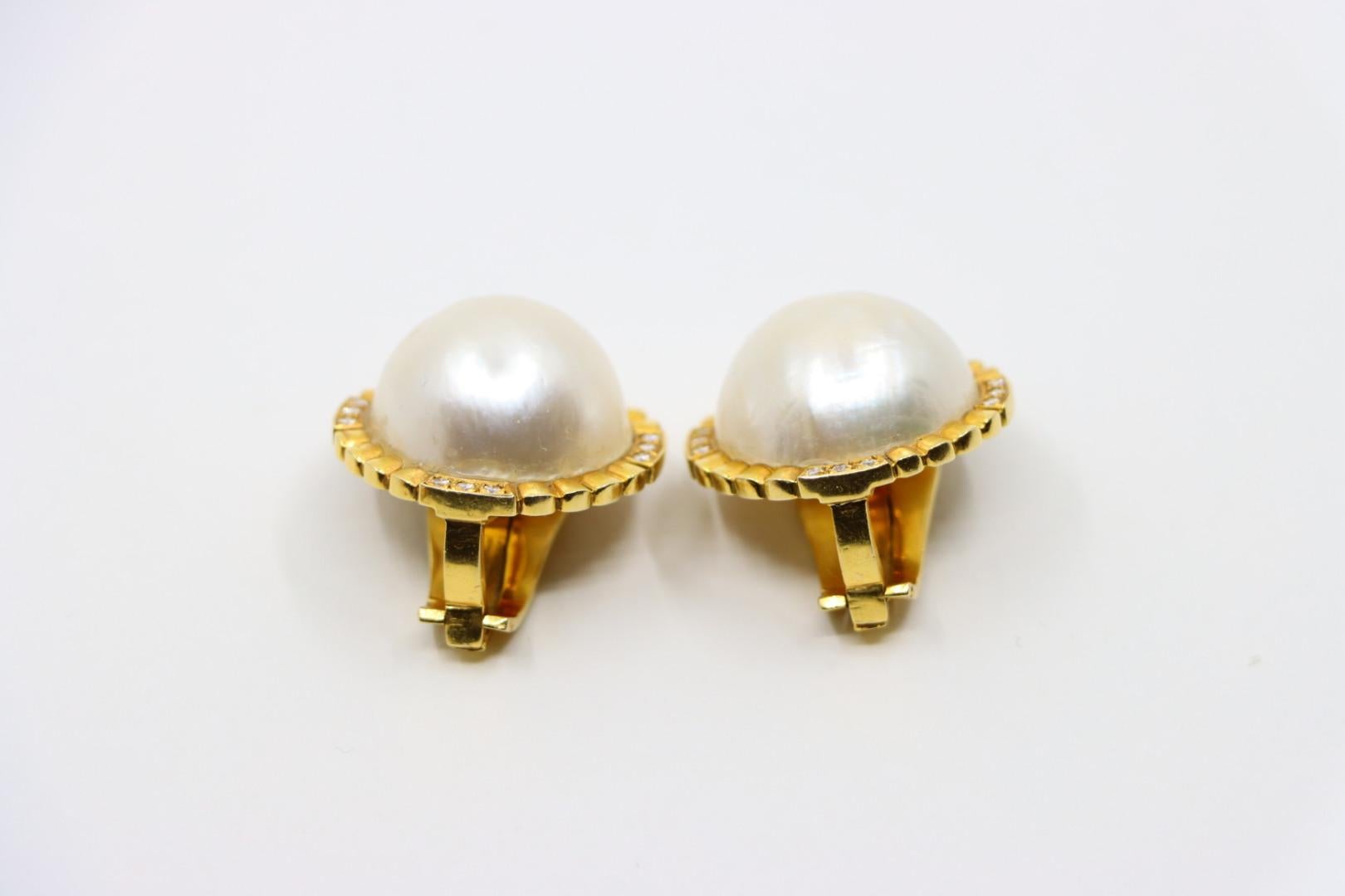 Pendientes vintage Tiffany & Co. de oro de 18 quilates con diamantes y perlas en venta 3