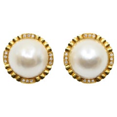 Pendientes vintage Tiffany & Co. de oro de 18 quilates con diamantes y perlas