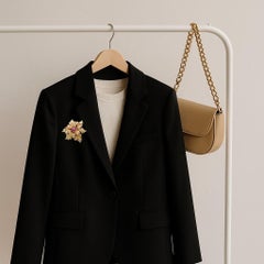 Vintage Tiffany & Co. 18K Gold Diamond & Ruby Flower Brooch Made in Italy