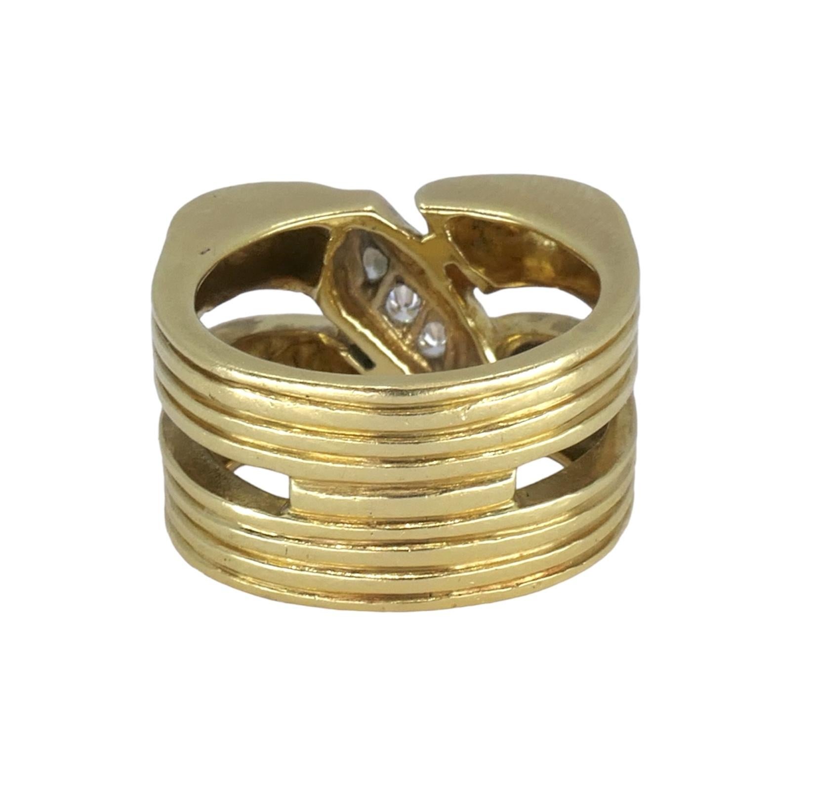 Vintage Tiffany & Co. 18k Gold Diamond Tank Ring sz 7.5 In Good Condition For Sale In Beverly Hills, CA
