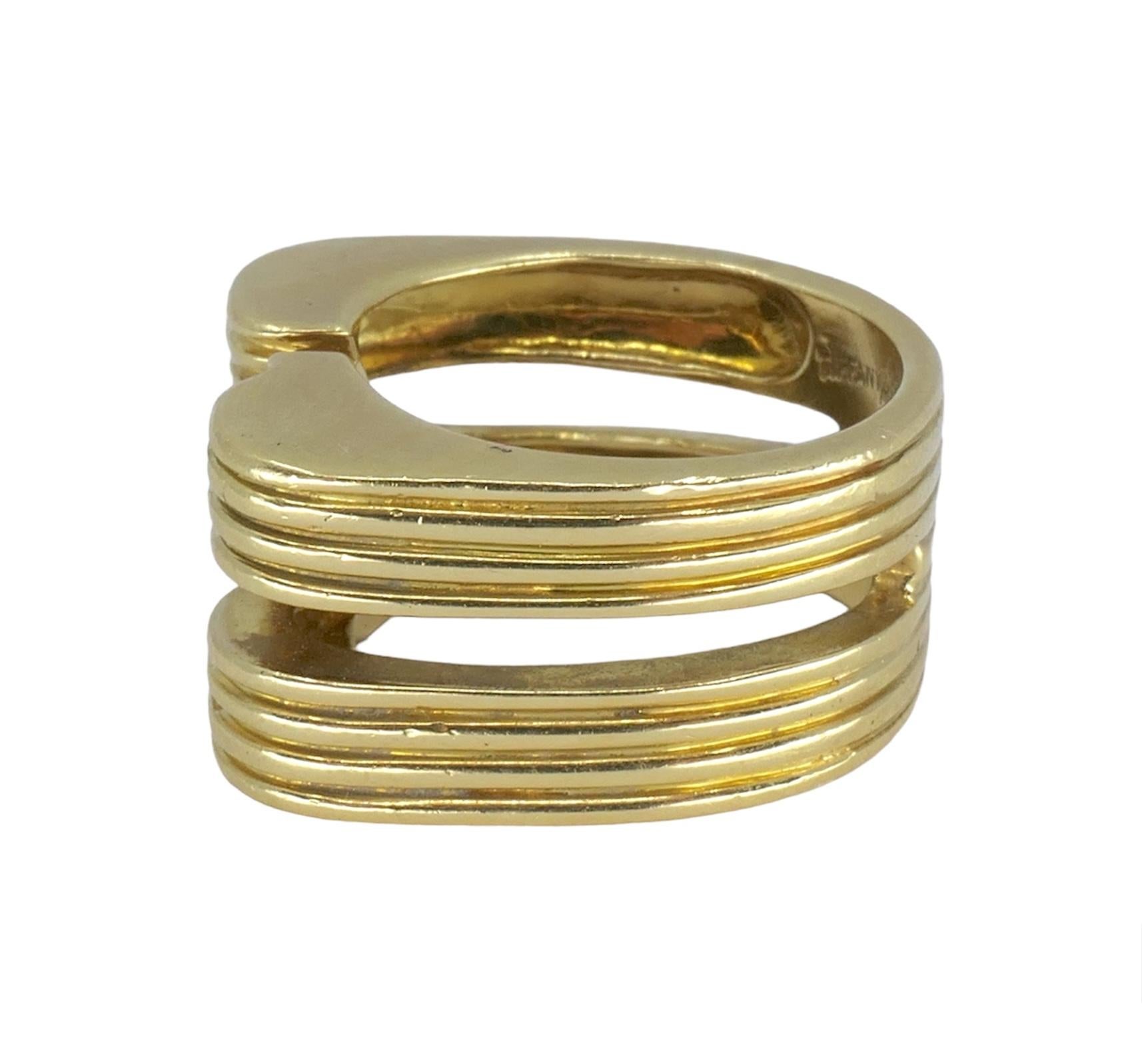 Women's or Men's Vintage Tiffany & Co. 18k Gold Diamond Tank Ring sz 7.5
