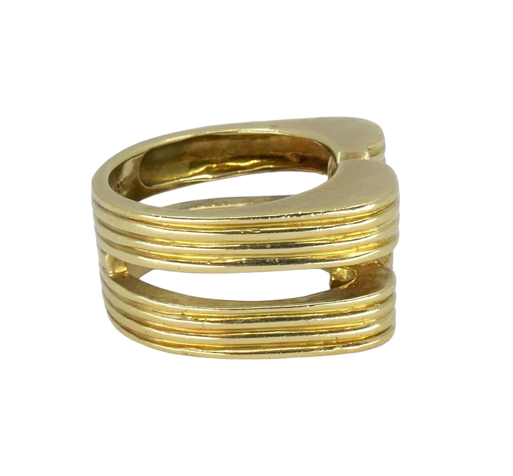 Vintage Tiffany & Co. 18k Gold Diamond Tank Ring sz 7.5 1