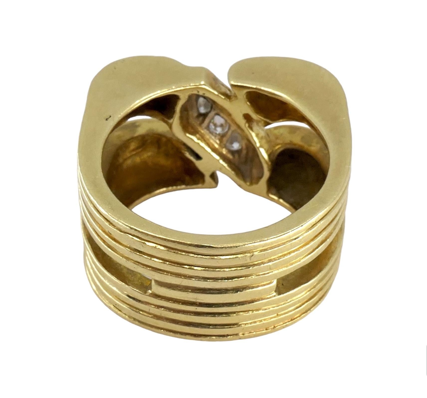 Vintage Tiffany & Co. 18k Gold Diamond Tank Ring sz 7.5 For Sale 2