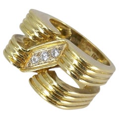 Retro Tiffany & Co. 18k Gold Diamond Tank Ring sz 7.5